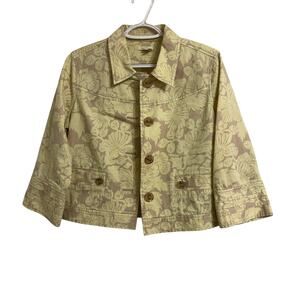 Rare 1990s Nic + Zoe Women’s Jacket Small, Beige/Tan + Yellow Floral (Vintage)